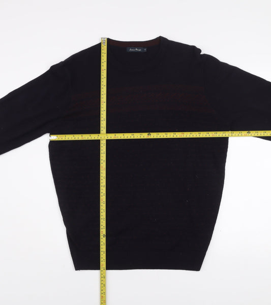 James Pringle Men's Black Fair Isle Knit Acrylic Pullover Jumper M