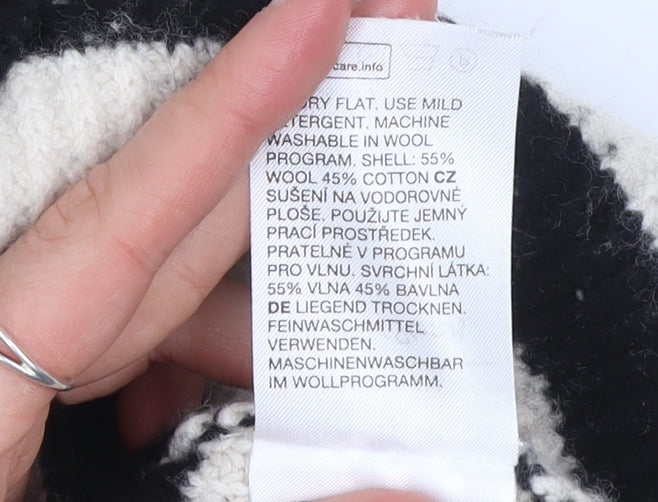 & Other Stories Women Cream Black Striped Wool Blend Roll Neck Jumper Size S