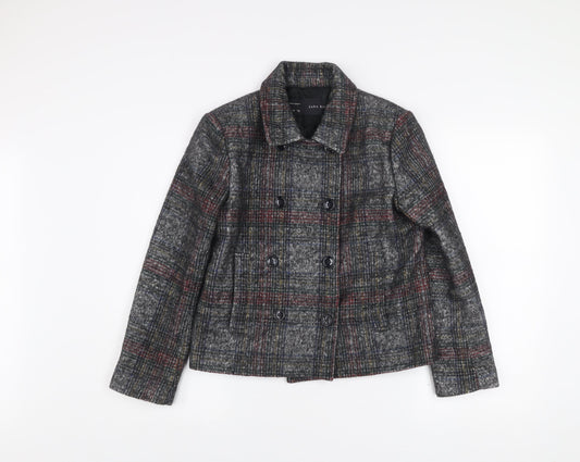 Womens UK Size S Zara Basic Grey Pea Coat
