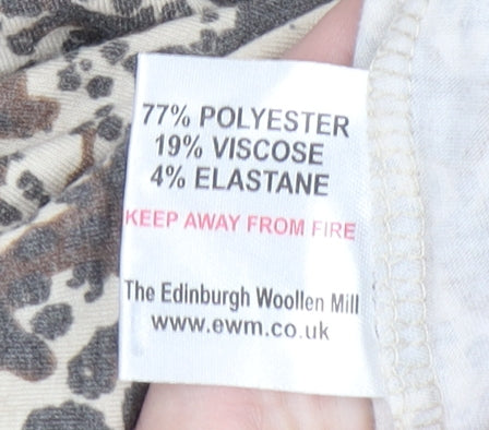 Isle Collection Women's Beige Leopard Print Roll Neck Long Sleeve Top L 18-20