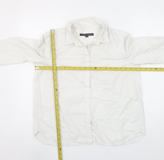 French Connection Women's White Cotton Long Sleeve Button-Up Shirt Size 12