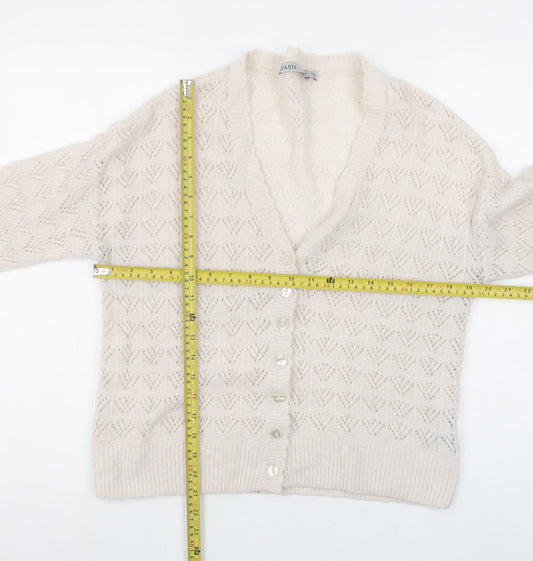 Womens UK Size M Oasis Beige Cardigan Jumper