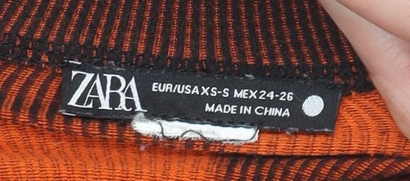 Womens UK Size XS Zara Orange Cropped Button-Up