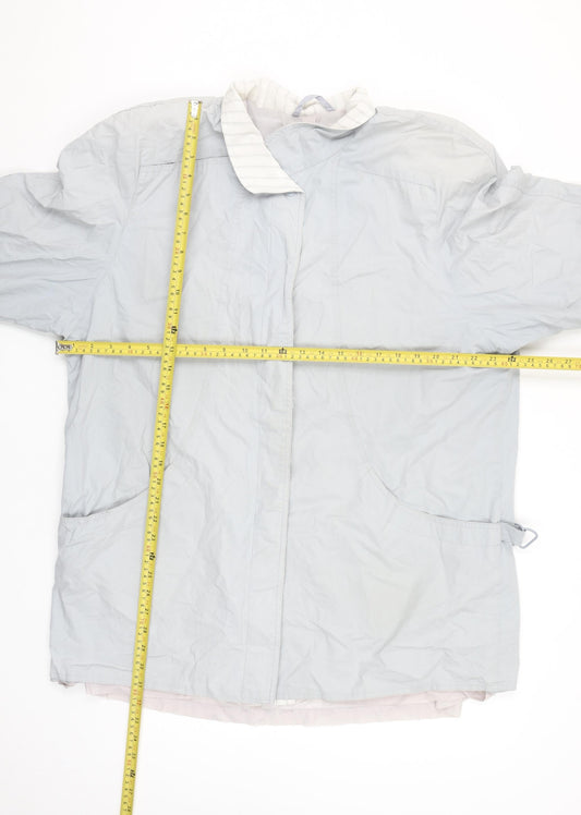 C&A Women Grey Long Rain Coat Size 16 Cotton Nylon Lined Vintage Style