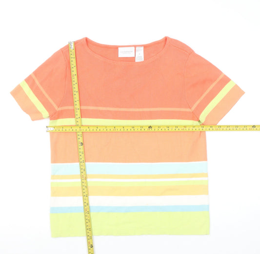 Liz Claiborne Womens Multicoloured Striped Cotton T-Shirt M