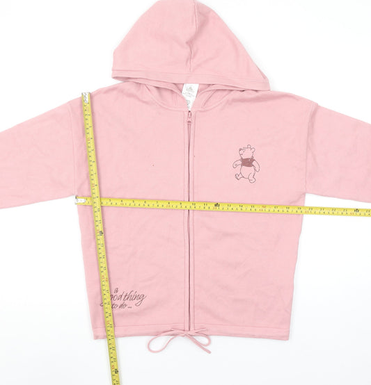 Disney Women Pink Full Zip Hoodie Cardigan Small Viscose Blend Winnie the Pooh