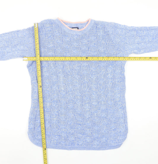 Lands' End Women's Blue Cable-Knit Cotton Jumper Size S