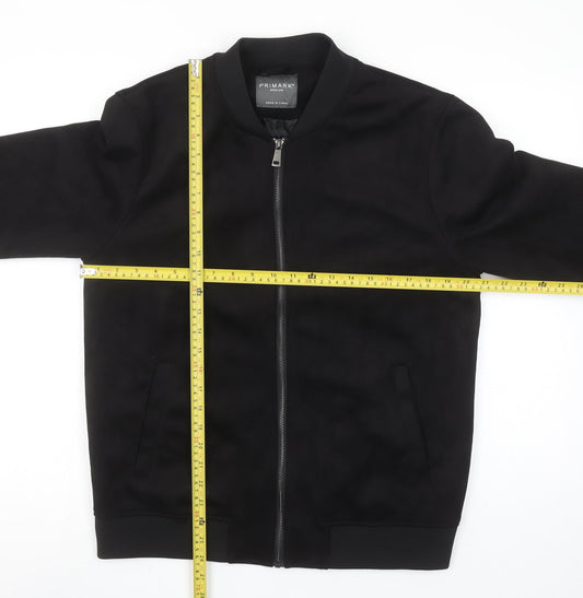 Primark Men's Black Bomber Jacket M Lightweight Softshell Zip Up