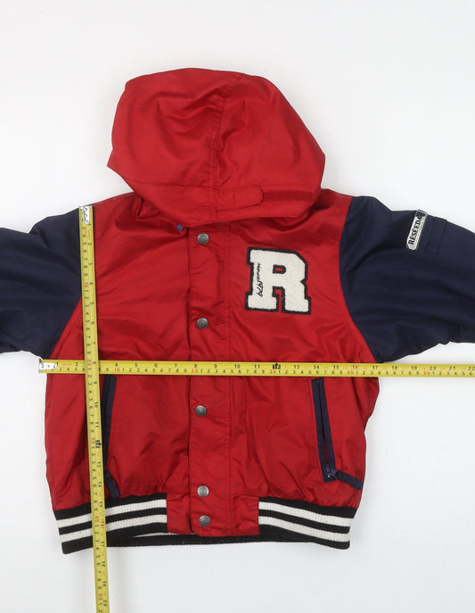 Reseeda Boys Red Varsity Jacket Hooded Lined Water Resistant 10 Years
