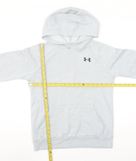 Under Armour Boys Grey YLG Pullover Hoodie Cotton Blend ColdGear
