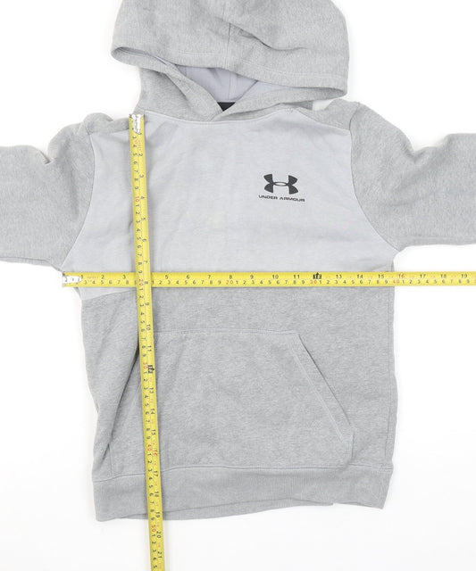 Under Armour Boys Grey Pullover Hoodie Medium ColdGear Fleece