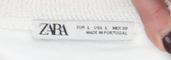 Womens UK Size L Zara White Tunic Blouse