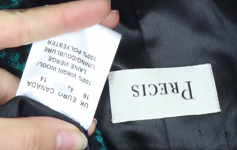 Precis Women Green Check Wool Blazer Jacket Size 14