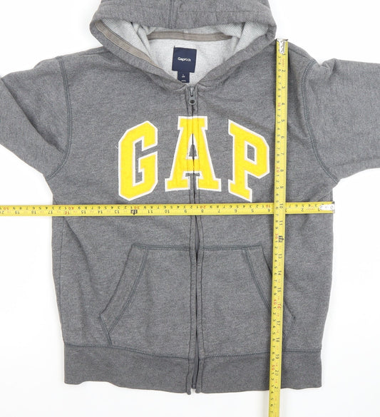 GAP Boys Grey Full Zip Hoodie 10 Years Logo Hooded Sweatshirt