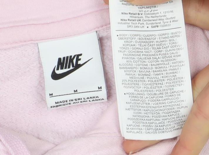 Nike Womens Pink Pullover Hoodie Size M Cotton Blend Casual