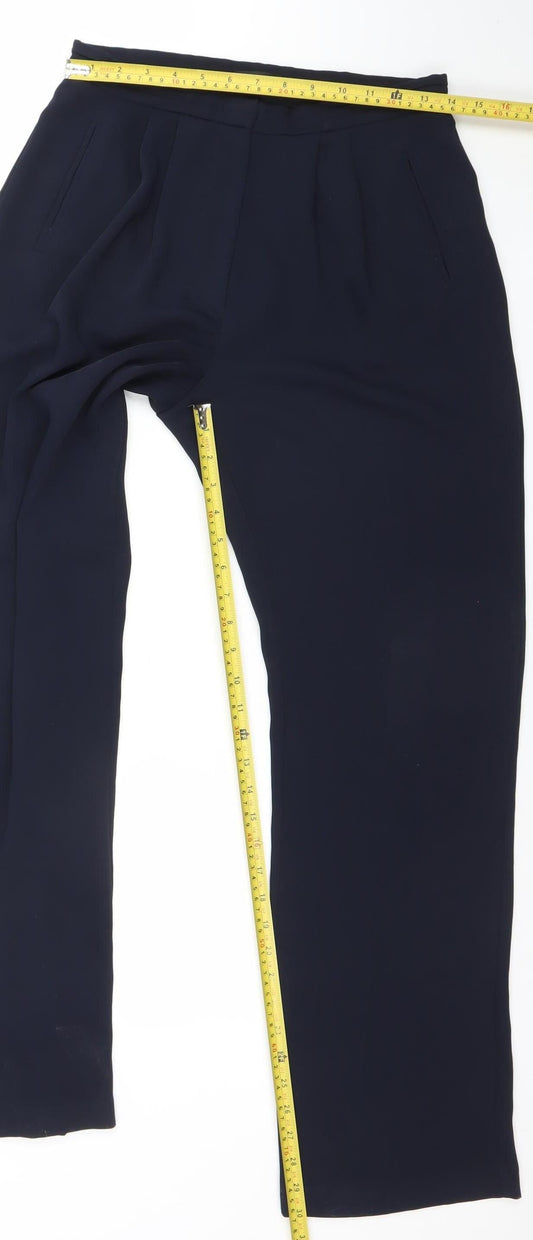 Topshop Women’s Navy Blue Pleated Trousers Size 10 Regular Fit