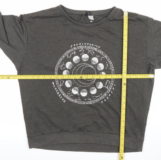 H&M Divided Women's Grey Celestial Graphic Sweatshirt Size L