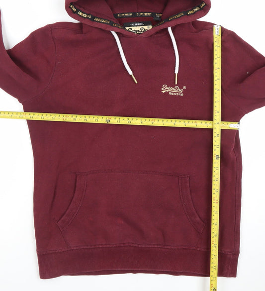 Superdry Womens Burgundy Hooded Pullover Hoodie UK 14 Orange Label