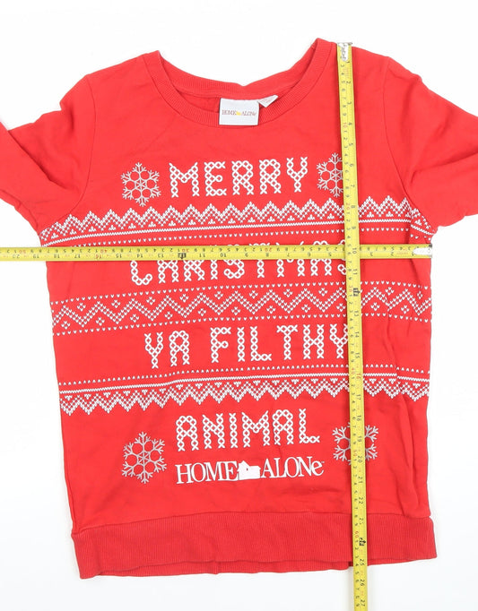 Womens UK Size 12 Home Alone Red Pullover Sweatshirt
