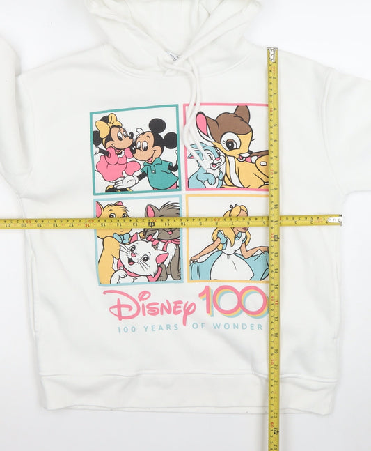 Disney x Primark White Hoodie Women S Pullover Graphic 100 Years of Wonder