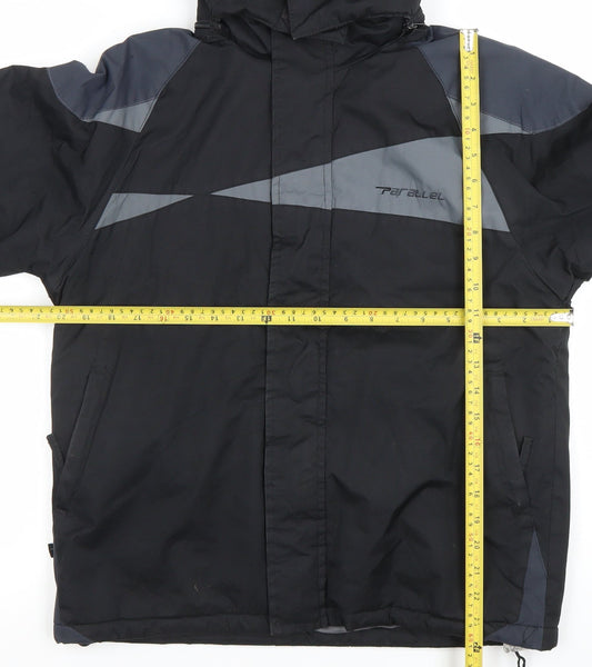 Parallel Boys Black Ski Jacket 11-12 Years Hooded Winter Coat