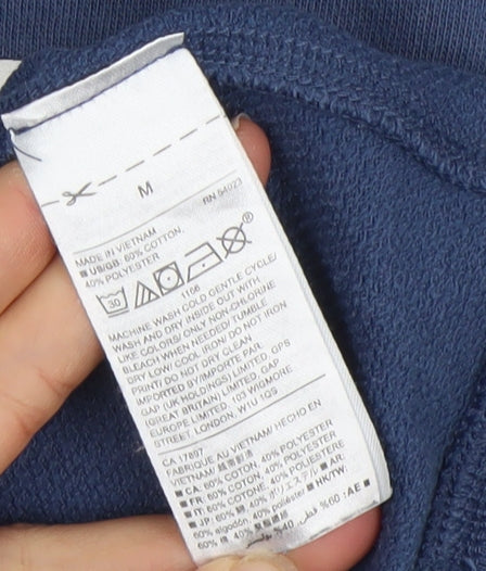 GAP Women Blue Logo Crew Neck Pullover Sweatshirt Size M