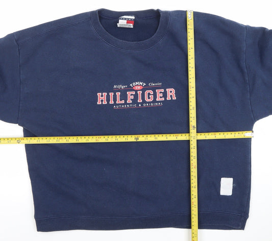 Tommy Hilfiger Men’s Blue Logo Sweatshirt Size L Vintage Style