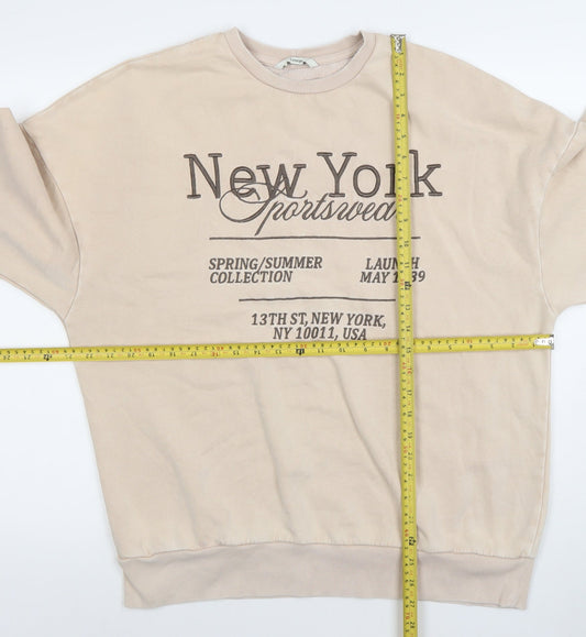 George Women Beige Cotton Blend Pullover Sweatshirt Size 12-14