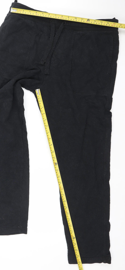 Marks and Spencer Men's Black Jogger Trousers L Regular Cotton Blend