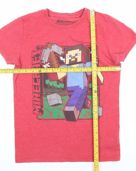 Next Boys Red Minecraft T-Shirt 11 Years Graphic Print Short Sleeve