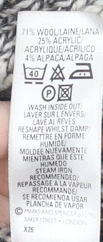 Marks and Spencer Men’s Grey Wool Blend Roll Neck Chunky Knit Jumper M