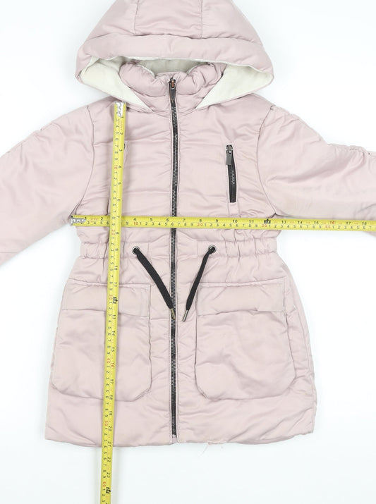 Next Girls Pink Hooded Puffer Coat 5 Years Winter Lined Jacket