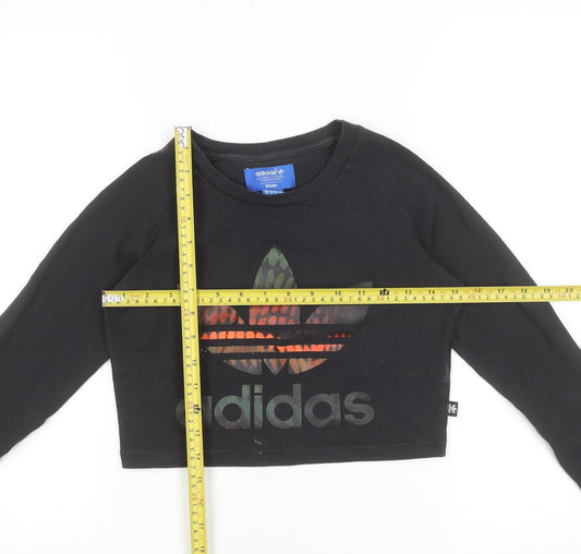 Womens UK Size 10 adidas Black Cropped T-Shirt
