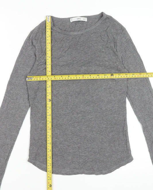 MNG Women's Grey Long Sleeve Slim Fit Viscose Top Size S