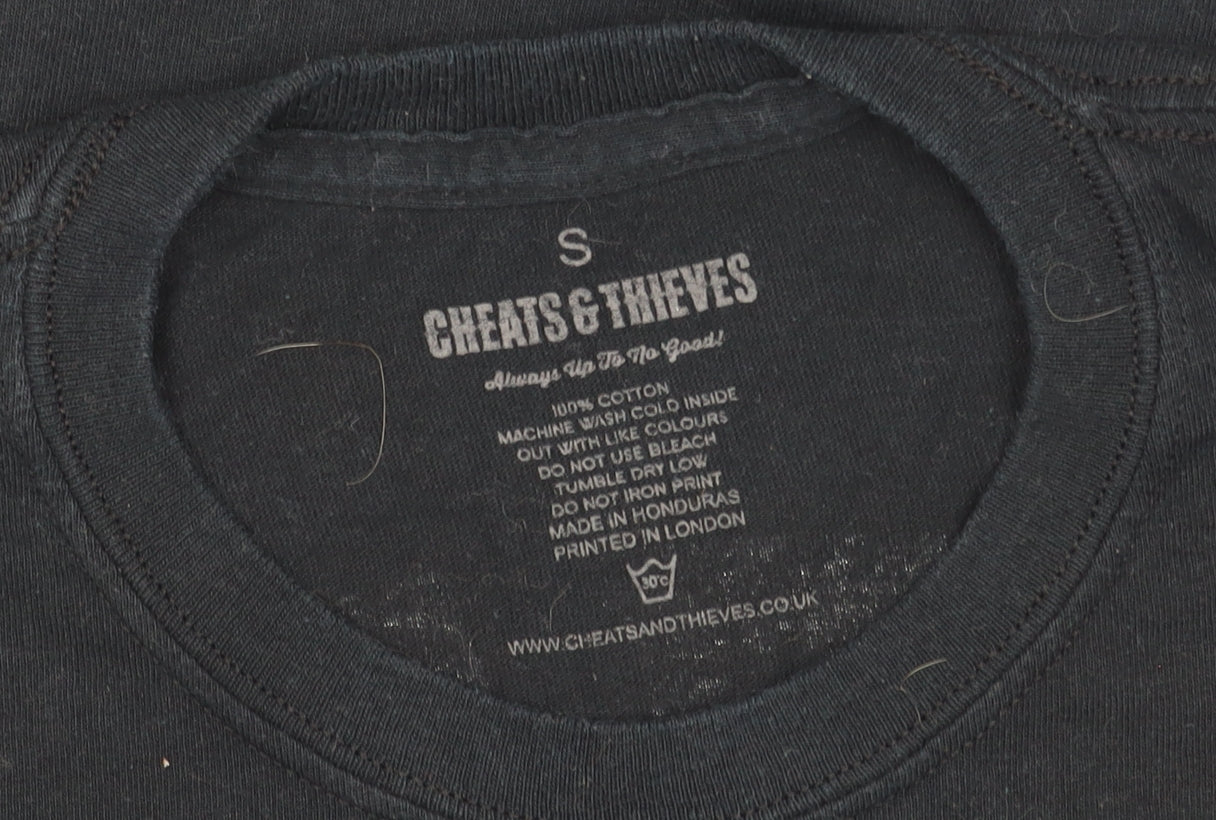 Mens UK Size S Cheats & Thieves Black T-Shirt
