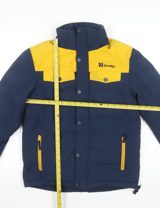 The Edge Boys Blue & Yellow Puffer Jacket 11-12 Years Winter Hooded Coat
