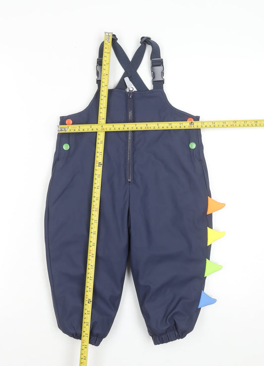 Nutmeg Boys Blue Dinosaur Waterproof Ski Salopettes 2 Years Winter Lined
