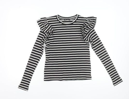 Womens UK Size S Zara Black Ringer T-Shirt
