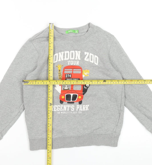 Bossini Boys Grey London Zoo Graphic Cotton Pullover Sweatshirt 9-10 Years