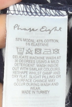 Phase Eight Women’s Blue White Striped 3/4 Sleeve Jersey T-Shirt UK 14