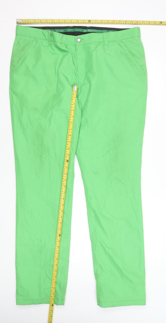 Alberto Men's Green Modern Fit Golf Rain & Wind Fighter Trousers Size 58