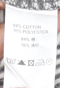 Reiss 1971 Men's Grey Striped Henley T-Shirt XL Cotton Blend