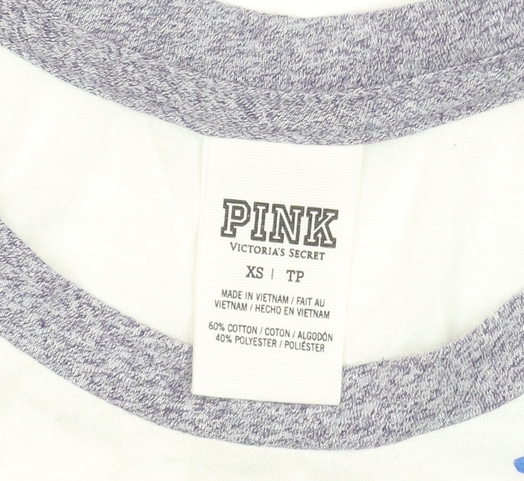 Womens UK Size XS Victoria's Secret PINK White Basic Tank