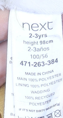 Next Girls Yellow Polka Dot Hooded Puffer Jacket 2-3 Years Polyester