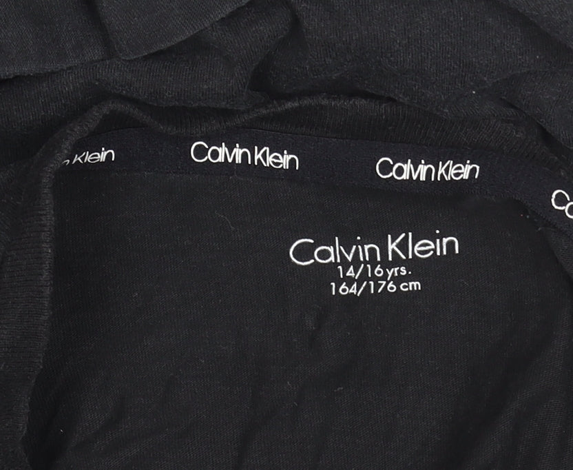 Calvin Klein Boys Black Long Sleeve Logo Cotton T-Shirt 14-16 Years