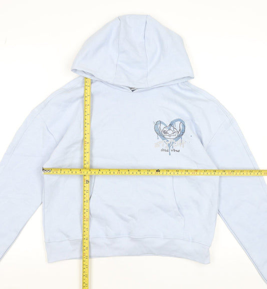 George Girls Blue Stitch Hoodie 13-14 Years Pullover Graphic Sweatshirt