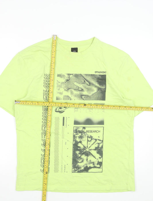 River Island Men's Green Graphic Print Cotton T-Shirt Size M Regular Fit