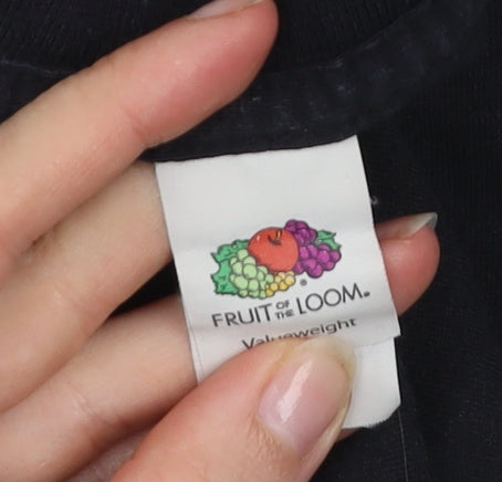 Fruit of the Loom Mens Black Art Graphic Cotton T-Shirt Size L