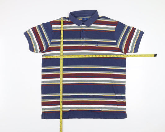 Cotton Traders Men's Blue Striped Polo Shirt XL Classic Fit