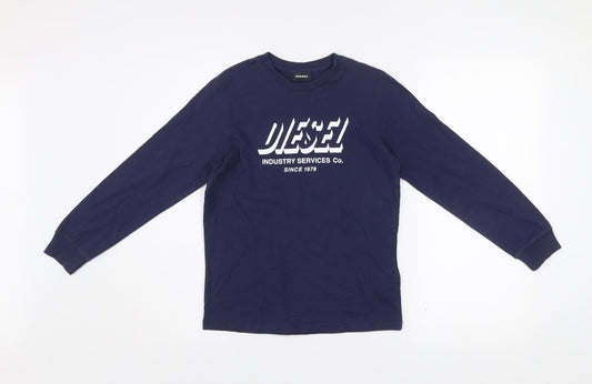 Boys UK Size 10 Years Diesel Blue Basic T-Shirt